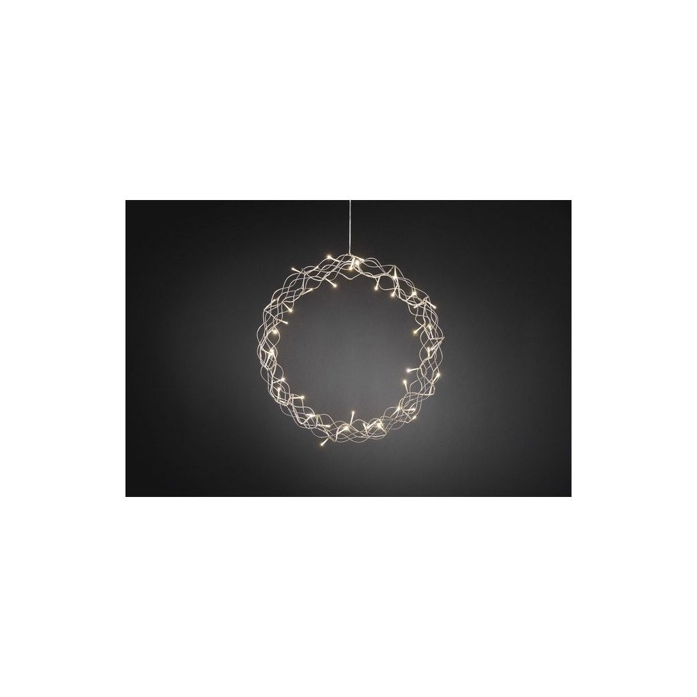 KONSTSMIDE Krans metall 48 varmvit LED 45cm silver