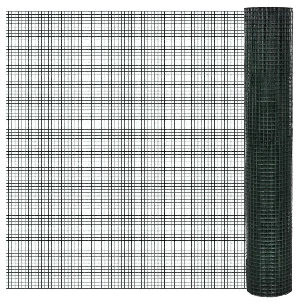 vidaXL Hönsnät galvaniserat med PVC-beläggning 10x1 m grön