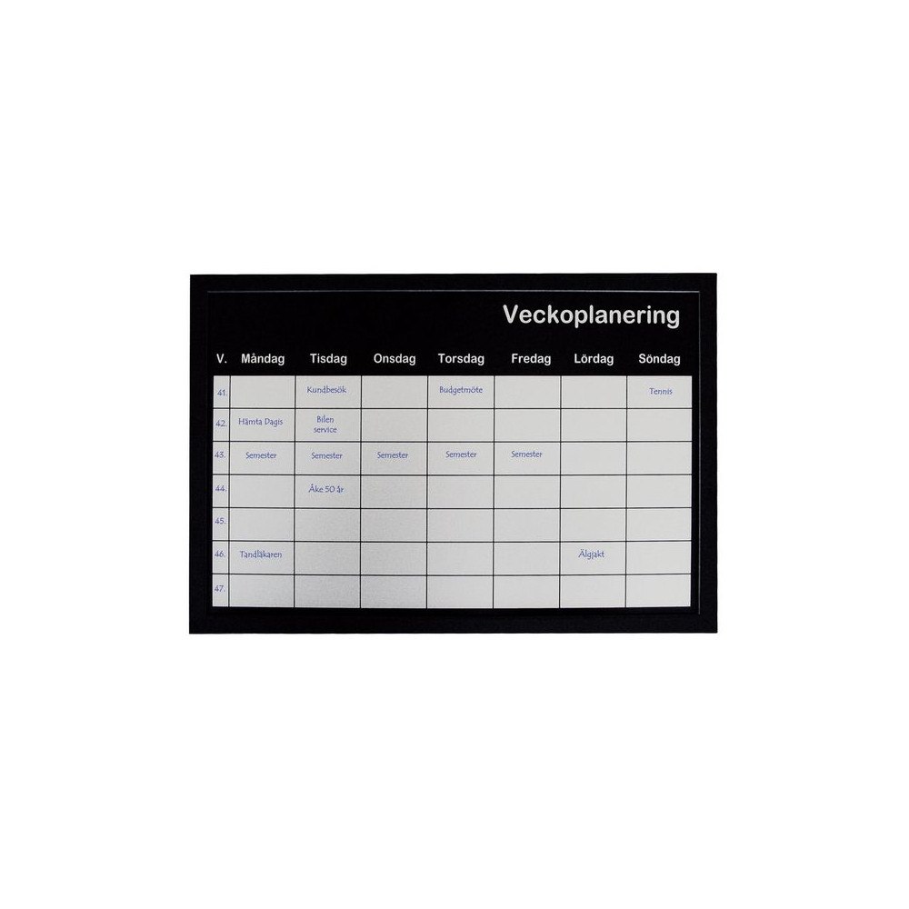 No Brand Tavla veckoplanering 60x40cm silver