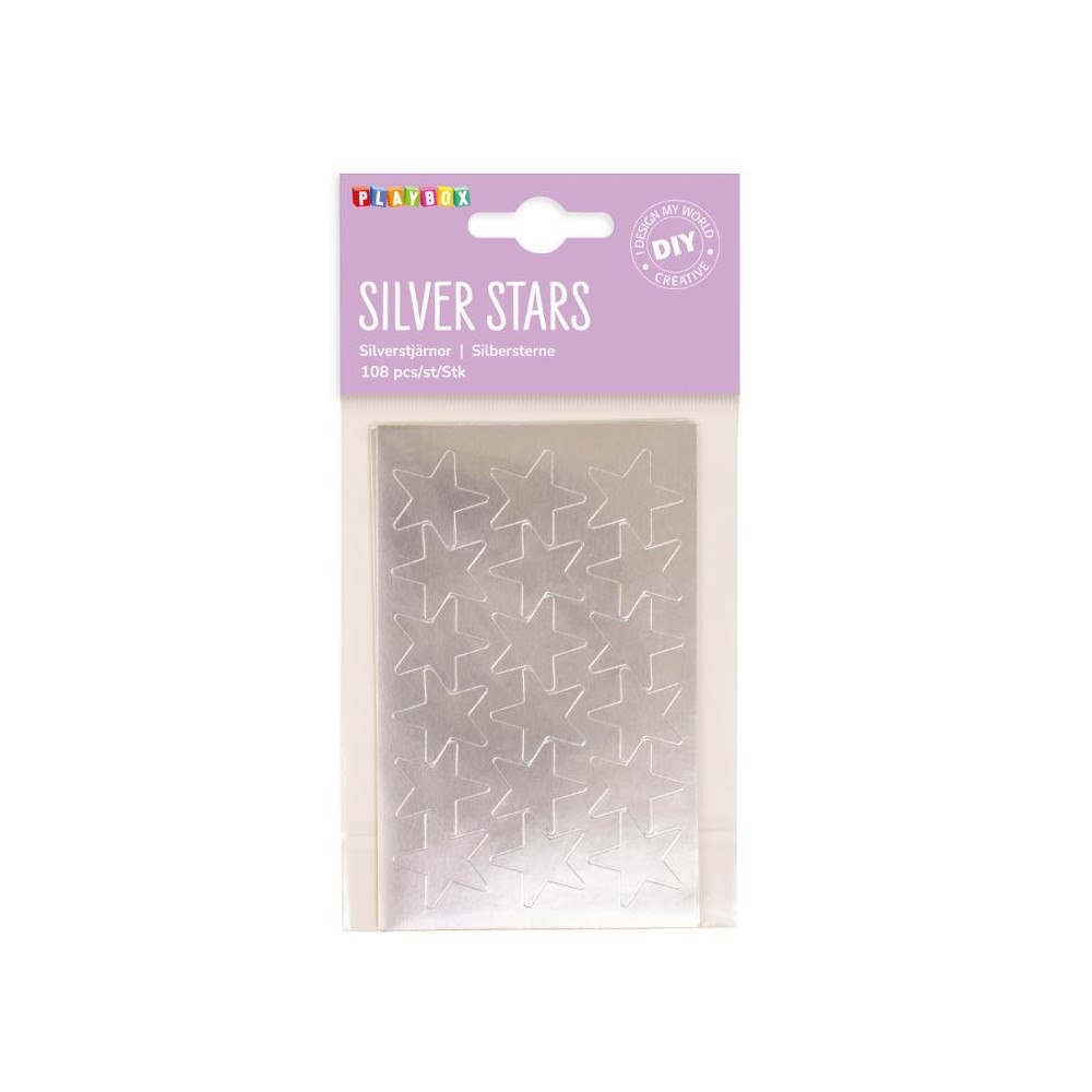 Playbox Stickers stjärnor silver 25mm 108/fp