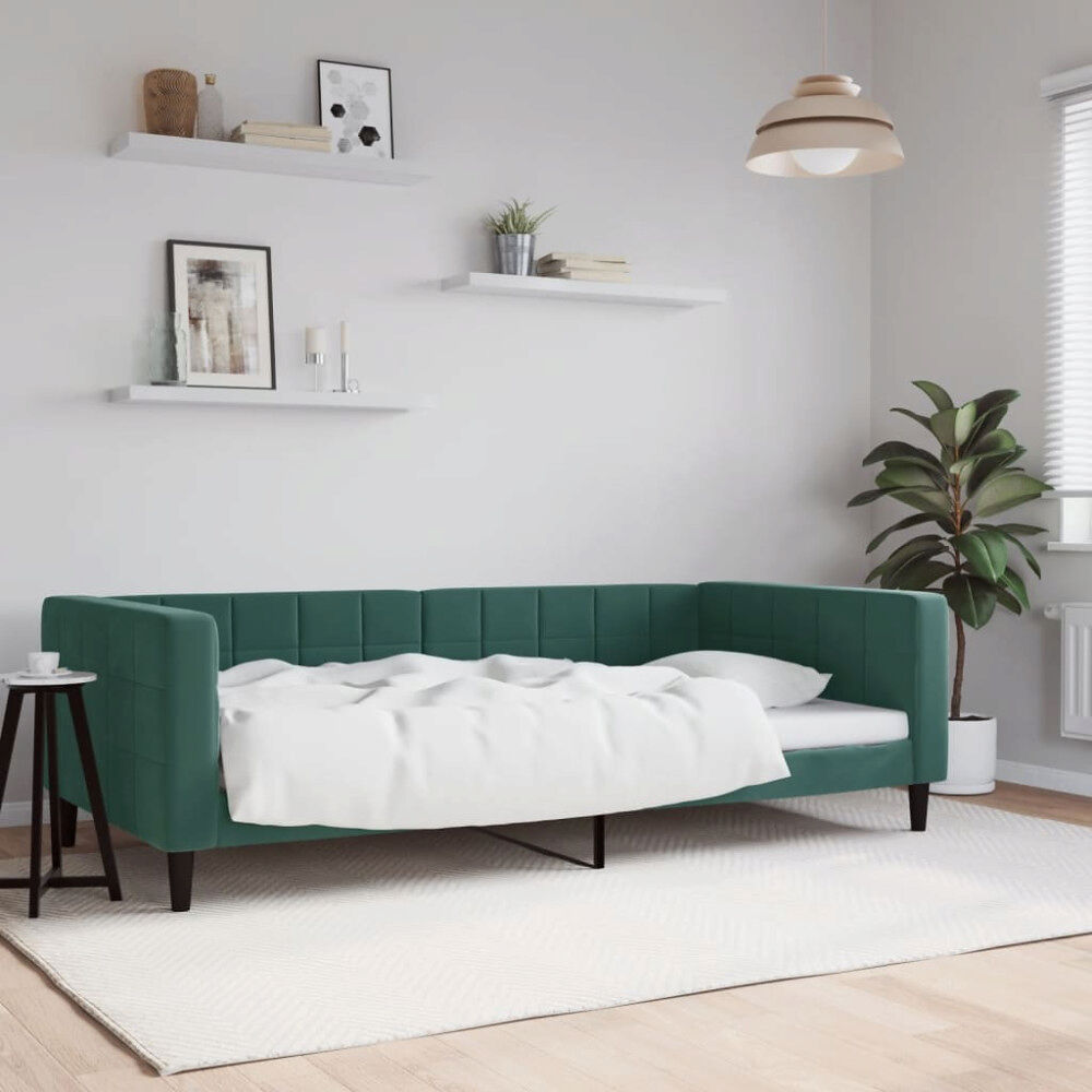 vidaXL Dagbädd mörkgrön 100x200 cm sammet