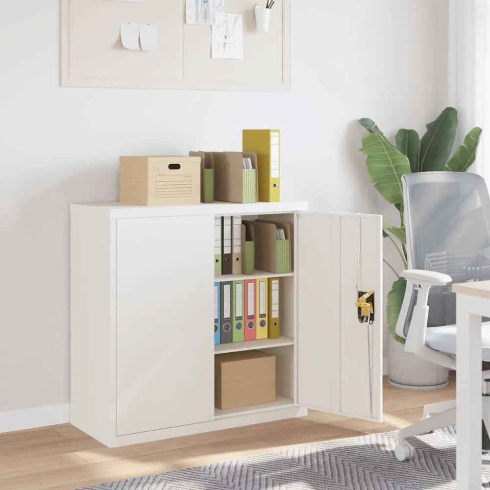 vidaXL Dokumentskåp vit 90x40x90 cm stål