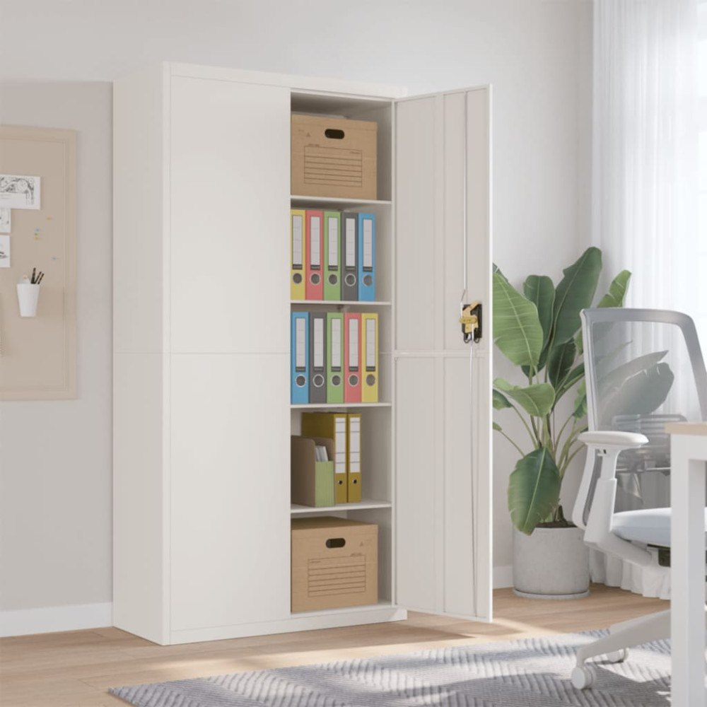 vidaXL Förvaringsskåp vit 90x40x180 cm stål