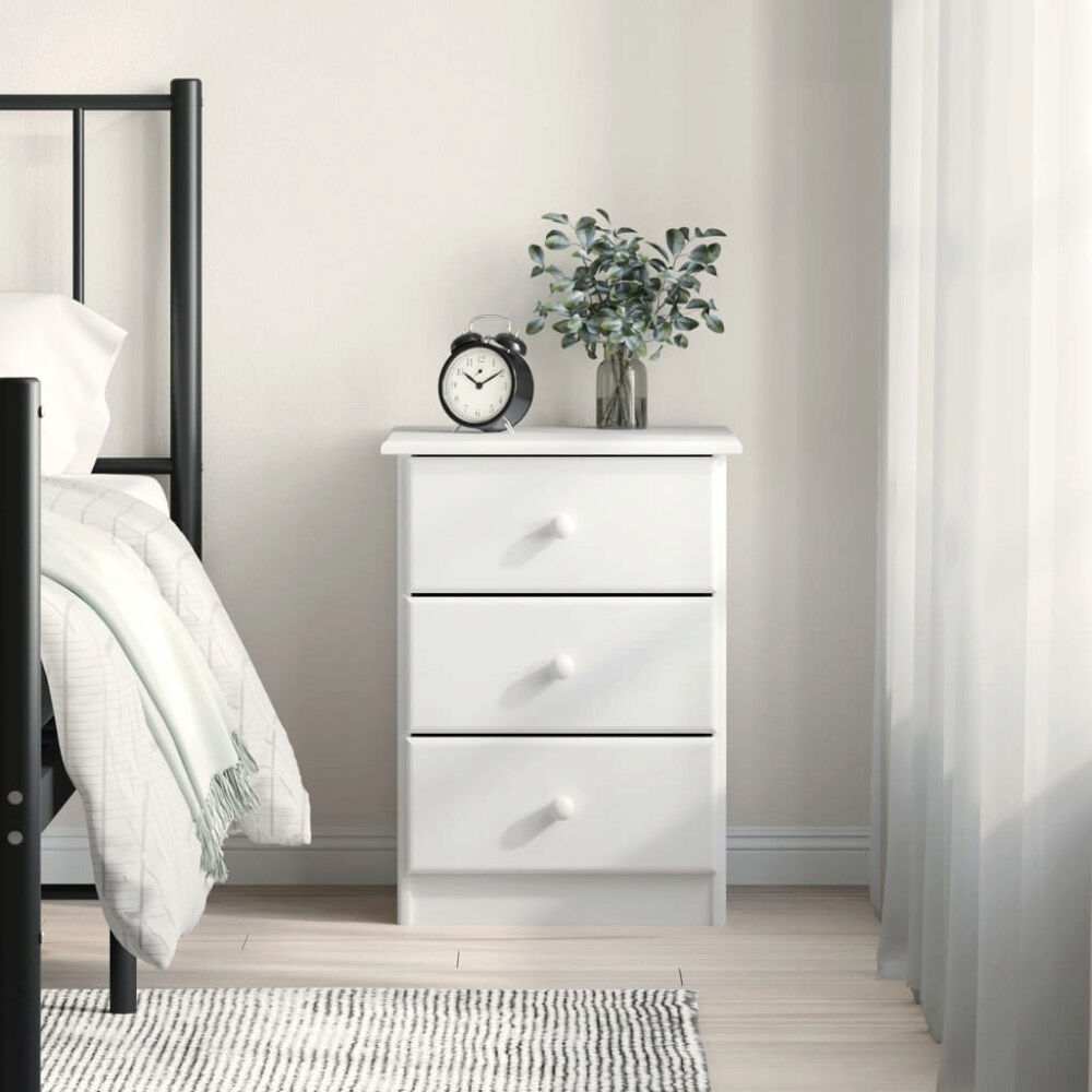 vidaXL Sängbord ALTA vit 41x35x55,5 cm massiv furu