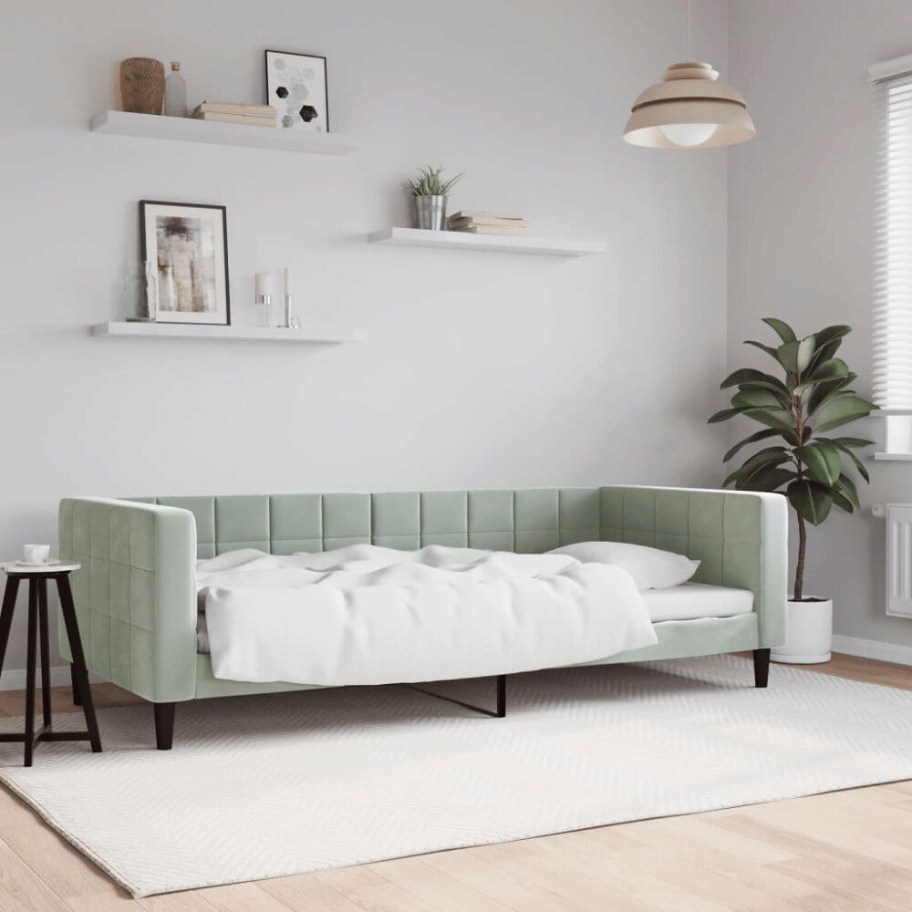 vidaXL Dagbädd ljusgrå 90x200 cm sammet
