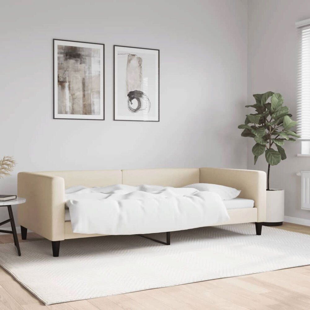 vidaXL Dagbädd gräddvit 100x200 cm tyg