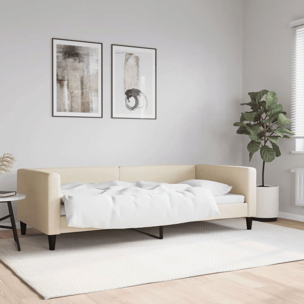 vidaXL Dagbädd gräddvit 90x200 cm tyg