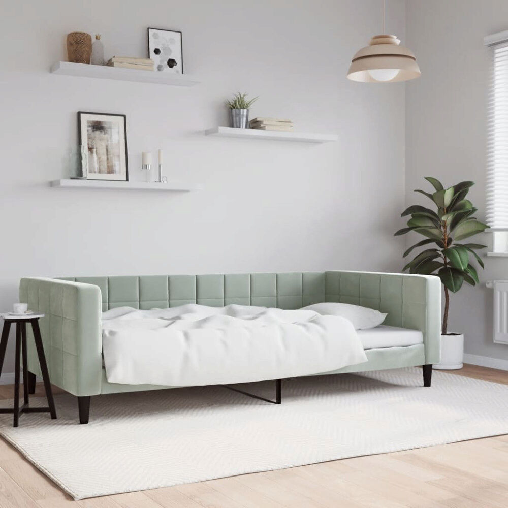 vidaXL Dagbädd ljusgrå 100x200 cm sammet