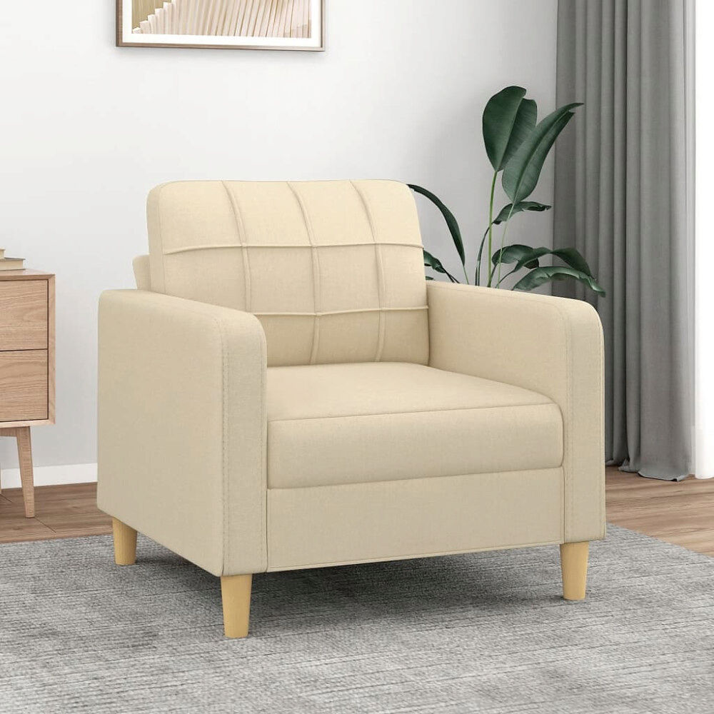 vidaXL Fåtölj gräddvit 60 cm tyg