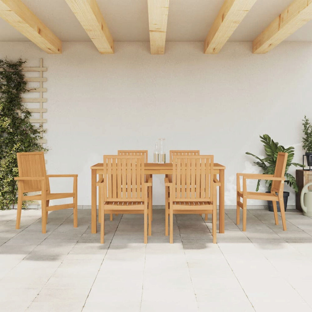 vidaXL Matgrupp för trädgården 7 delar massiv teak