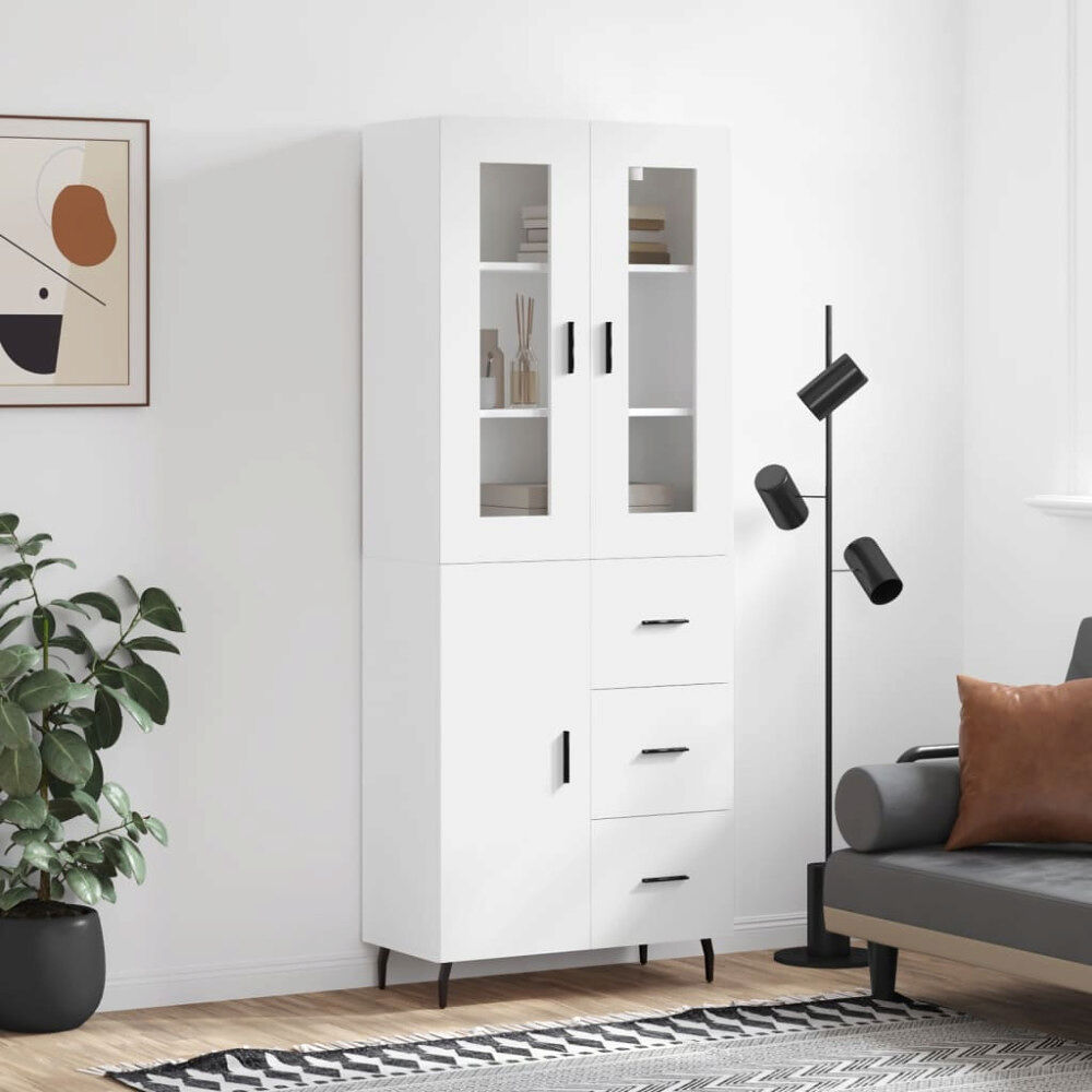 vidaXL Högskåp vit 69,5x34x180 cm konstruerat trä