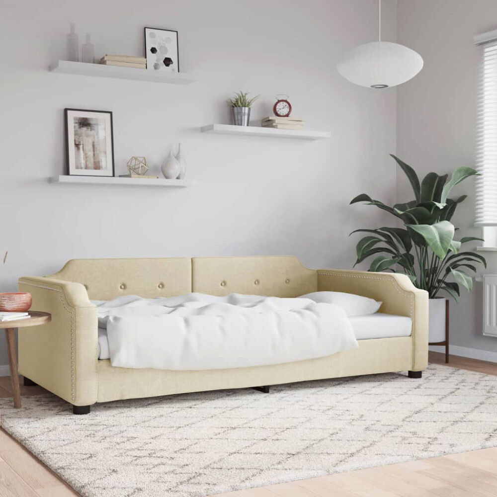 vidaXL Dagbädd gräddvit 90x200 cm tyg
