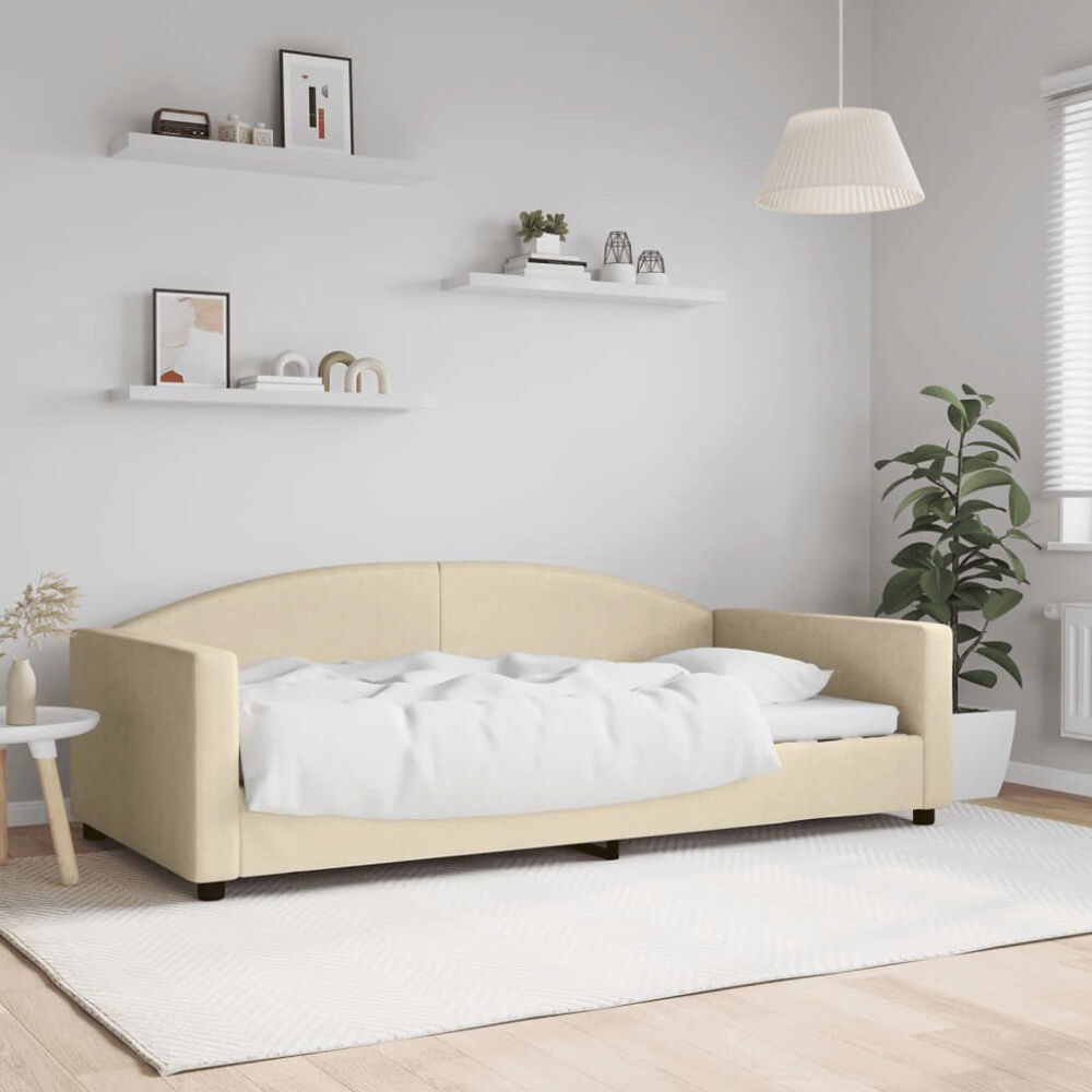vidaXL Dagbädd gräddvit 100x200 cm tyg