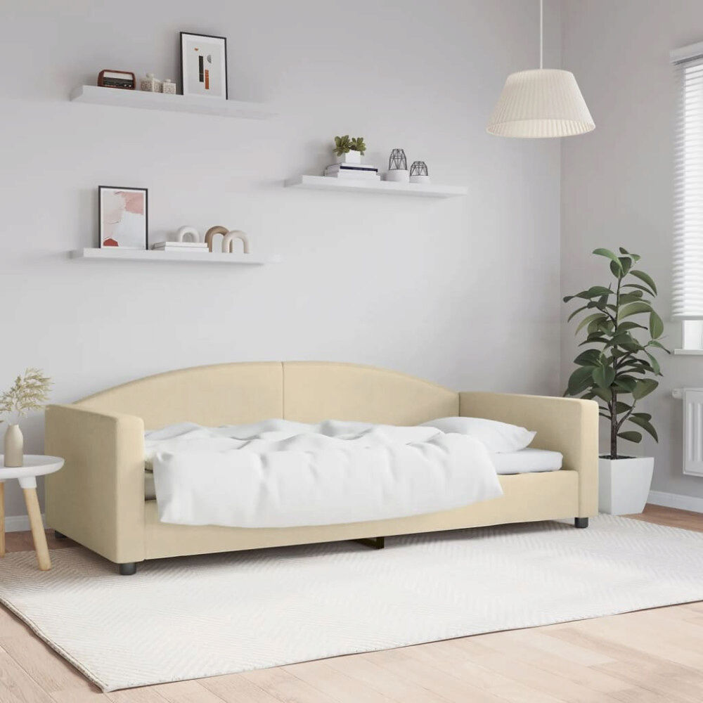 vidaXL Dagbädd gräddvit 90x200 cm tyg