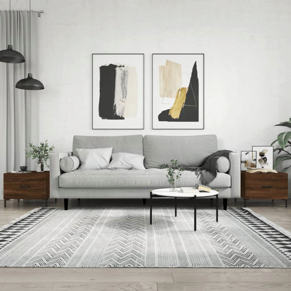 vidaXL Soffbord 2 st brun ek 50x50x40 cm konstruerat trä