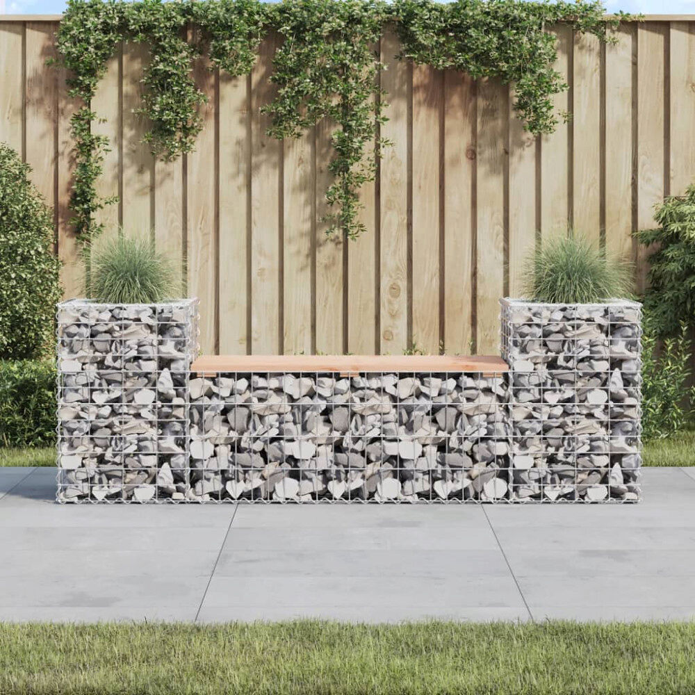 vidaXL Trädgårdsbänk gabiondesign 183x41x60,5 cm massivt douglasträ