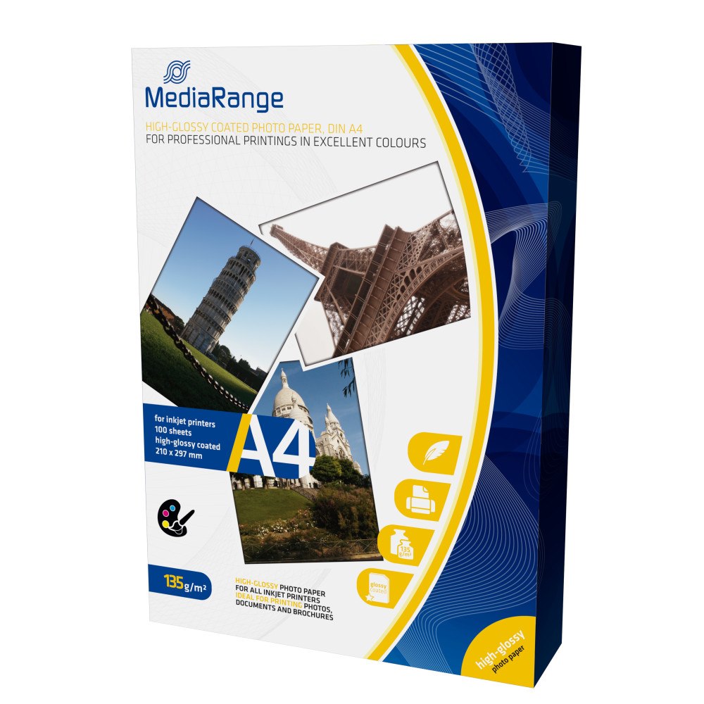 MediaRange MediaRange MRINK107 fotopapper A4 Vit Glansigt