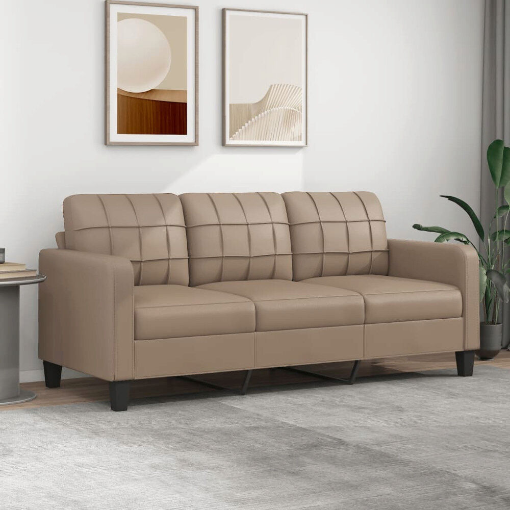 vidaXL 3-sitssoffa cappuccino 180 cm konstläder