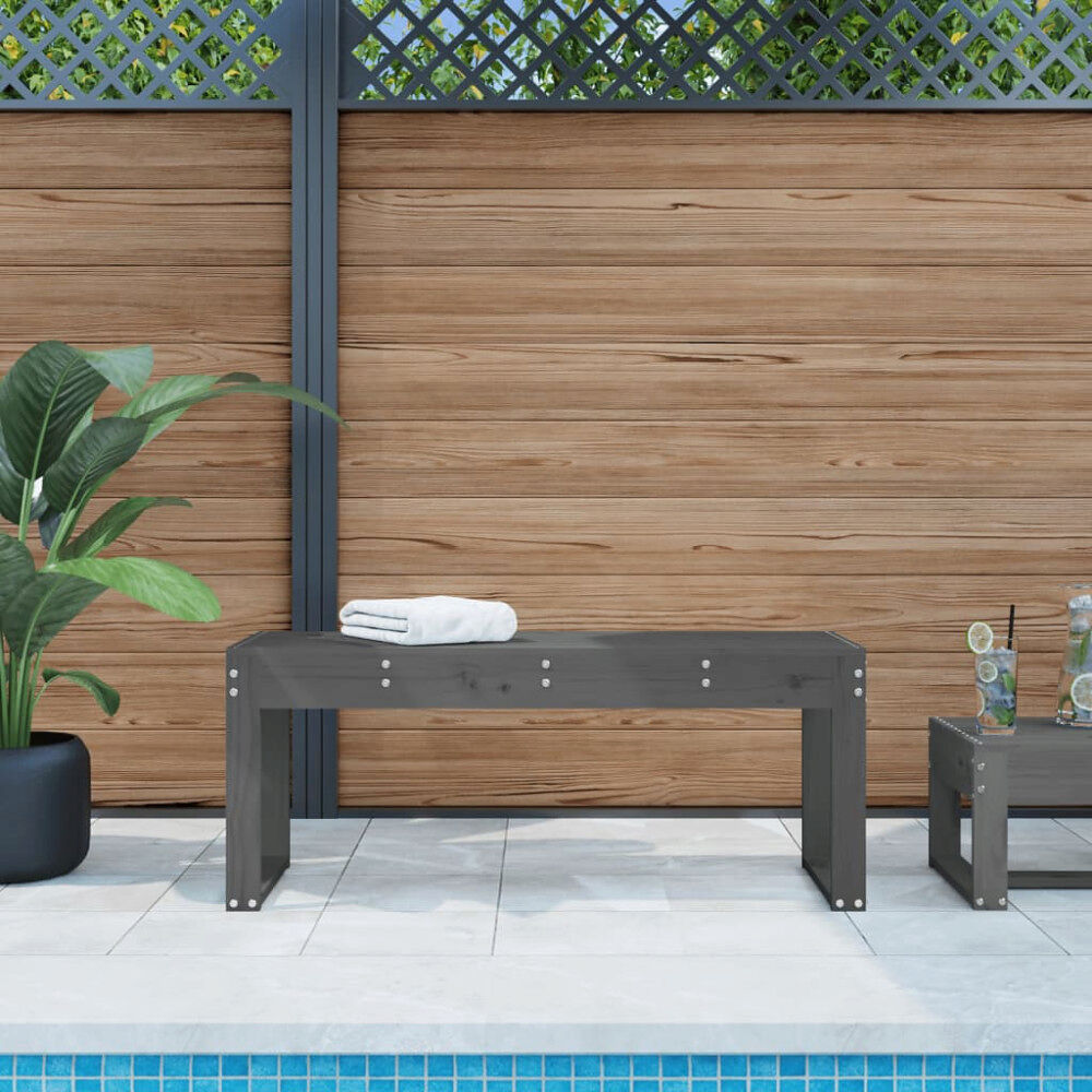vidaXL Trädgårdsbänk grå 110x38x45 cm massiv furu