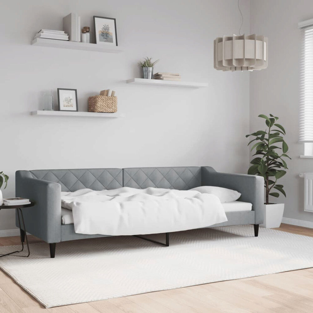 vidaXL Dagbädd ljusgrå 90x200 cm tyg