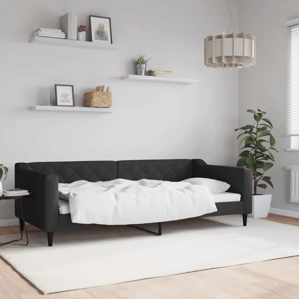 vidaXL Dagbädd svart 90x200 cm tyg