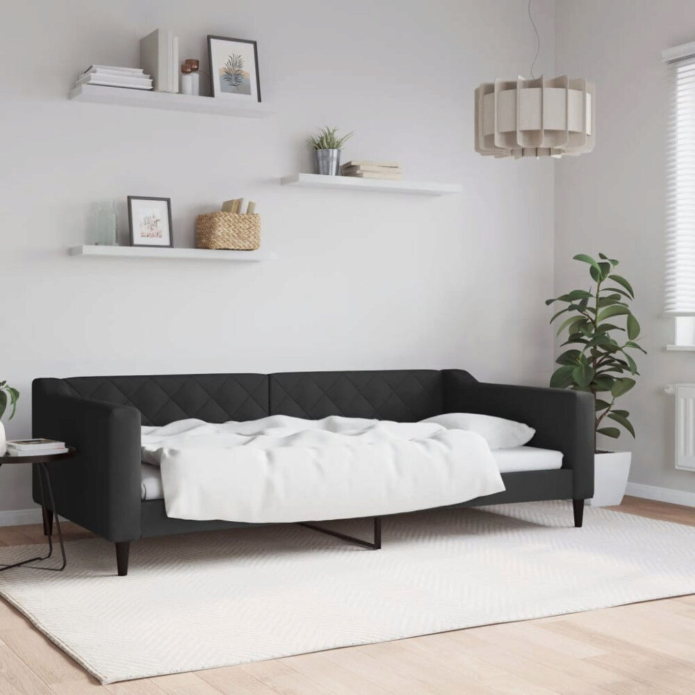 vidaXL Dagbädd svart 100x200 cm tyg