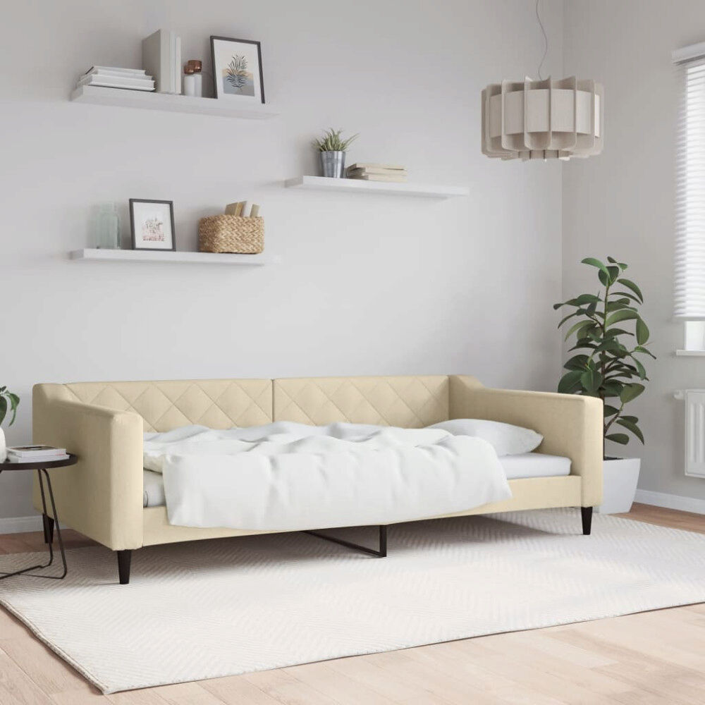 vidaXL Dagbädd gräddvit 100x200 cm tyg