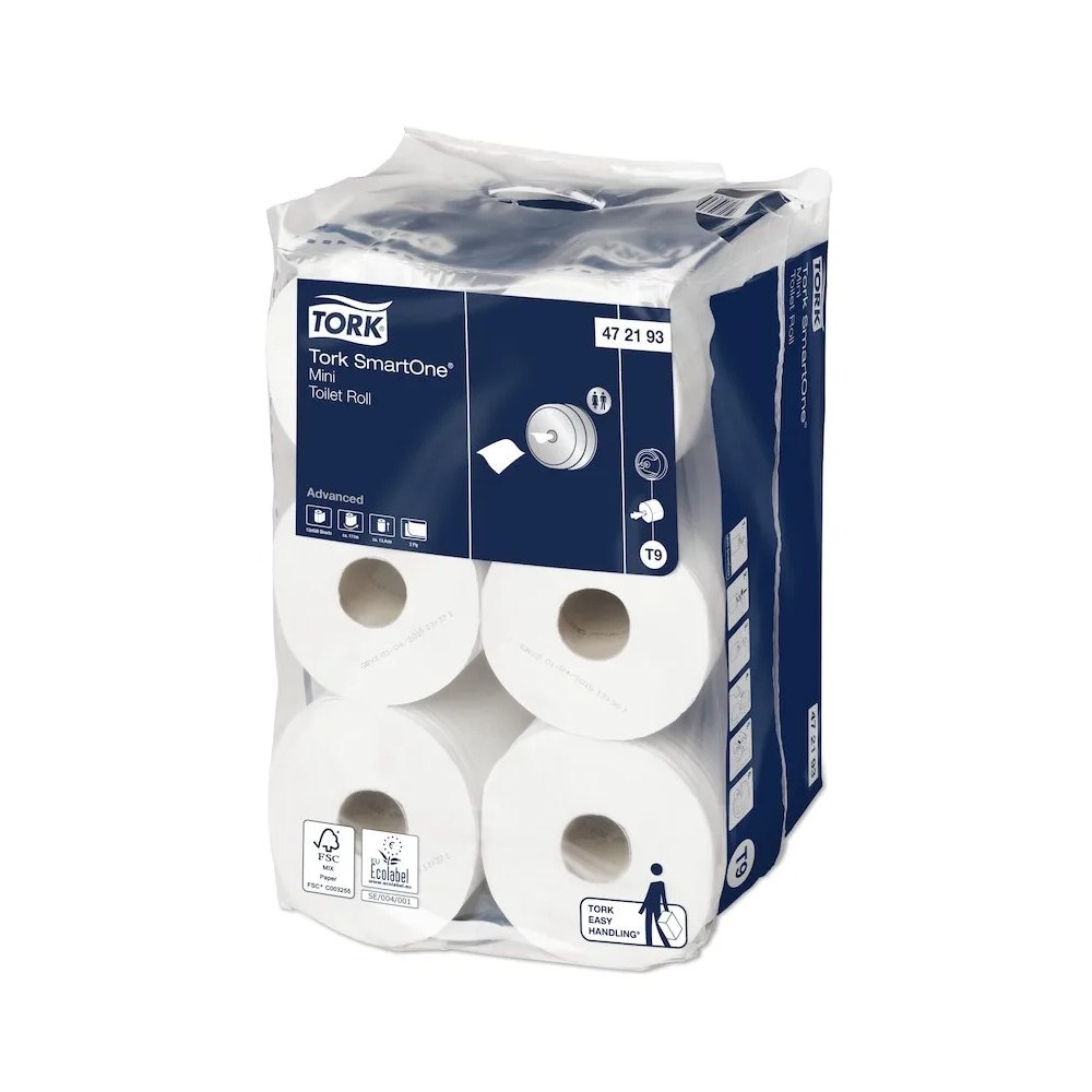 TORK Tork Advanced SmartOne mini T9 - toalettpapper - 620 ark - rulle - 111.6 m - vit (paket om 12)