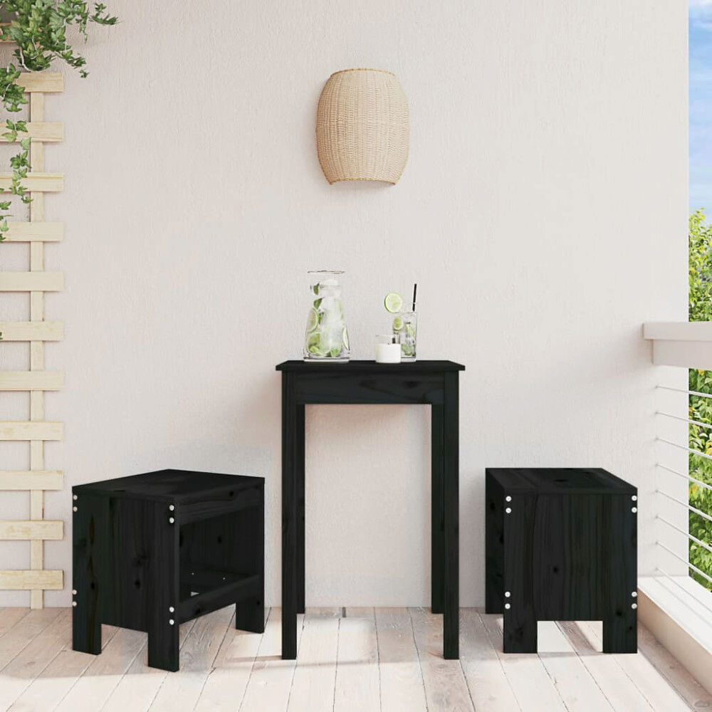 vidaXL Trädgårdspallar 2 st svart 40x36x45 cm massiv furu