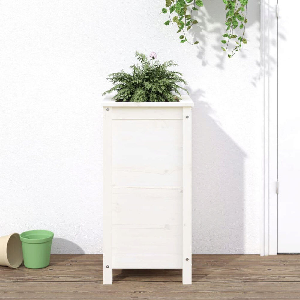 vidaXL Odlingslåda 40x40x78 cm vit massiv furu