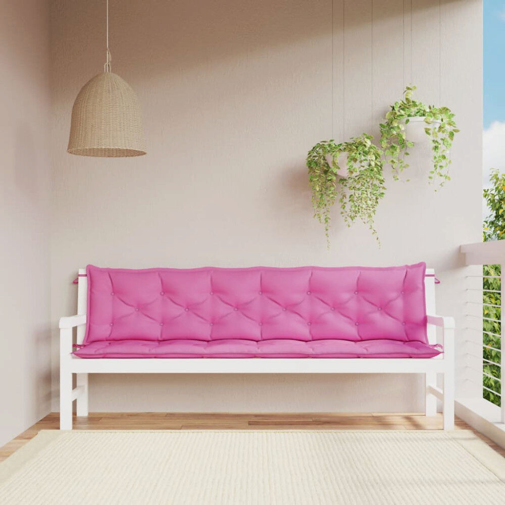 vidaXL Bänkdynor 2 st rosa 200x50x7 cm tyg