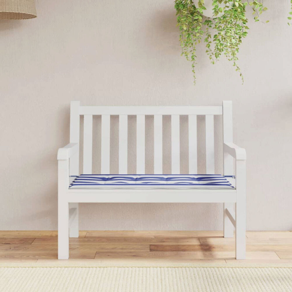 vidaXL Bänkdyna blå&vit randig 100x50x4 cm oxfordtyg