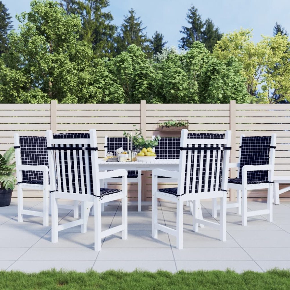 vidaXL Stolsdynor för stolar med låg rygg 6 st svartrutig tyg