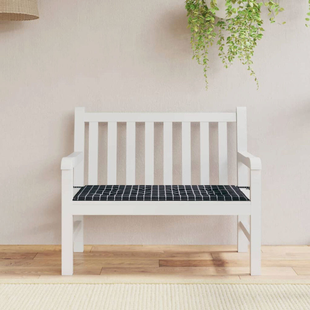 vidaXL Bänkdyna för trädgården svartrutig 120x50x4 cm oxfordtyg