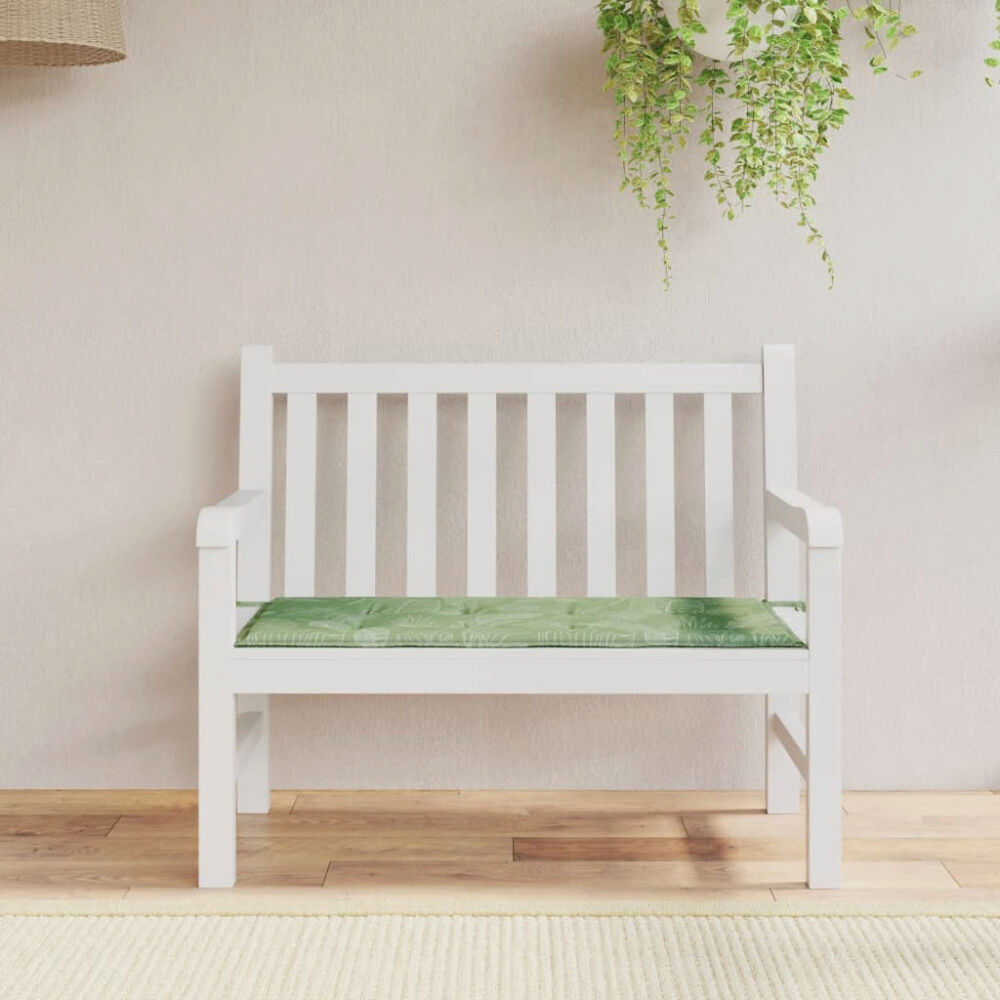 vidaXL Bänkdyna för trädgården bladmönster 100x50x4 cm oxfordtyg