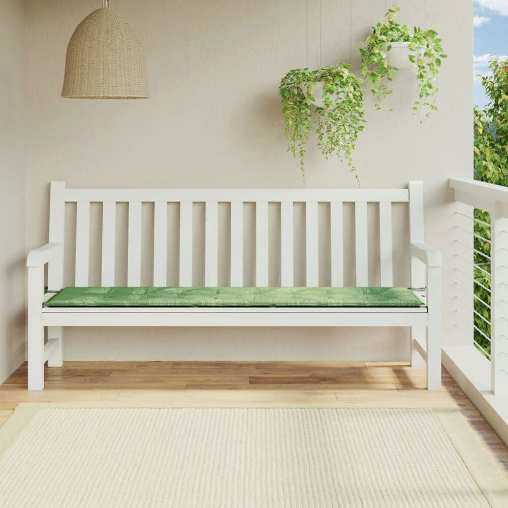 vidaXL Bänkdyna för trädgården bladmönster 200x50x4 cm tyg