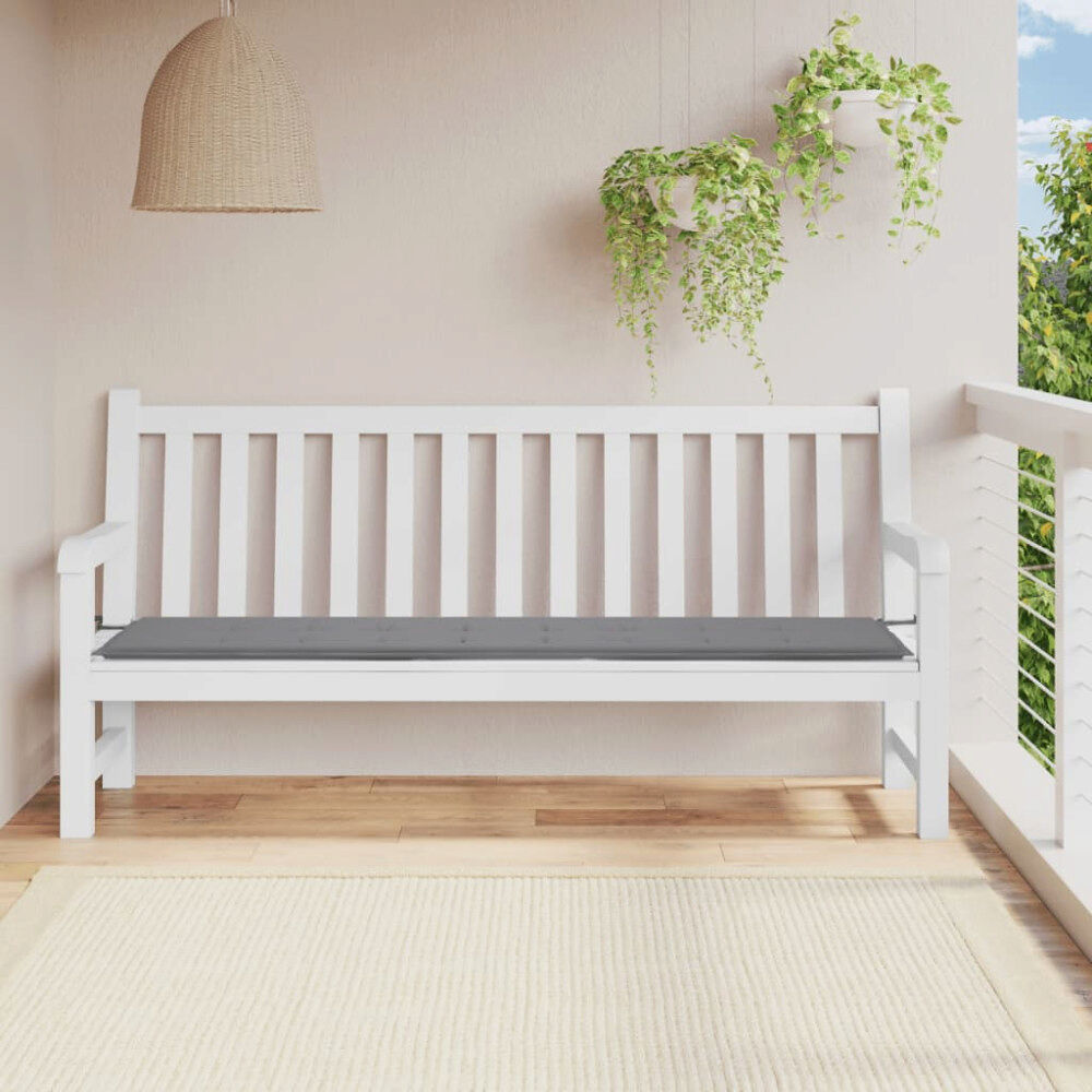 vidaXL Bänkdyna för trädgården grå 200x50x4 cm oxfordtyg