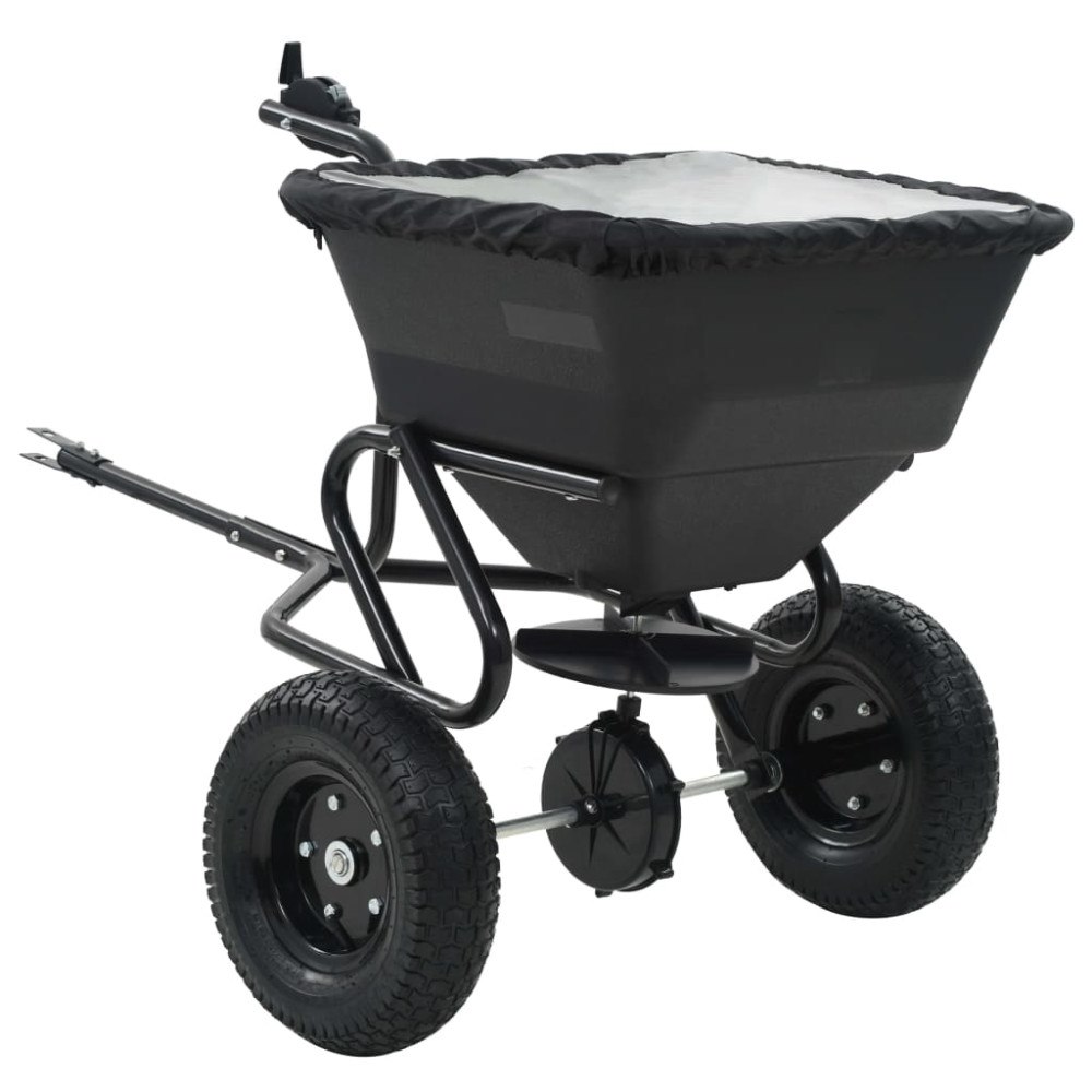 vidaXL Saltspridare manuell PVC och stål 125x74x79 cm 45 L