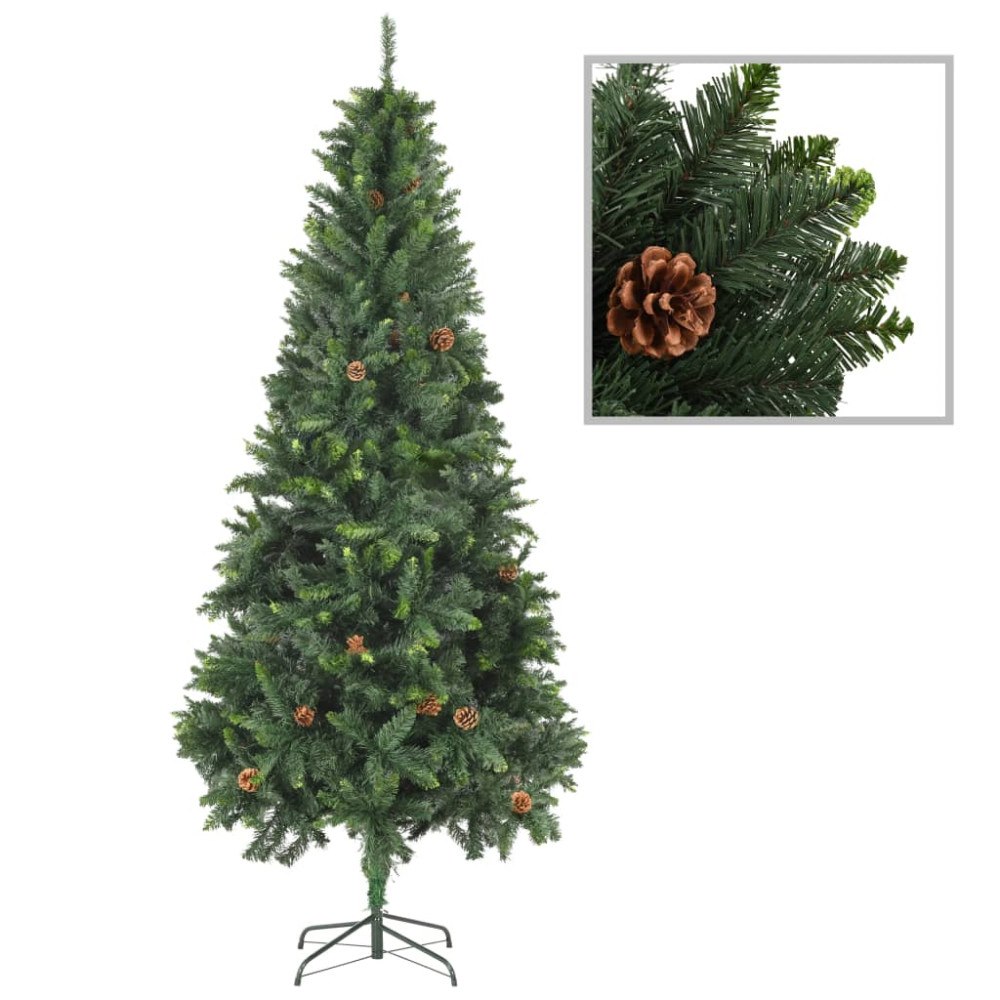 vidaXL Plastgran med kottar grön 210 cm