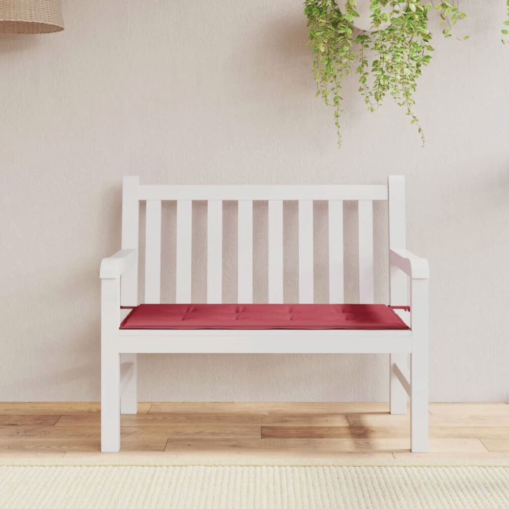 vidaXL Bänkdyna för trädgården vinröd 100x50x4 cm oxfordtyg