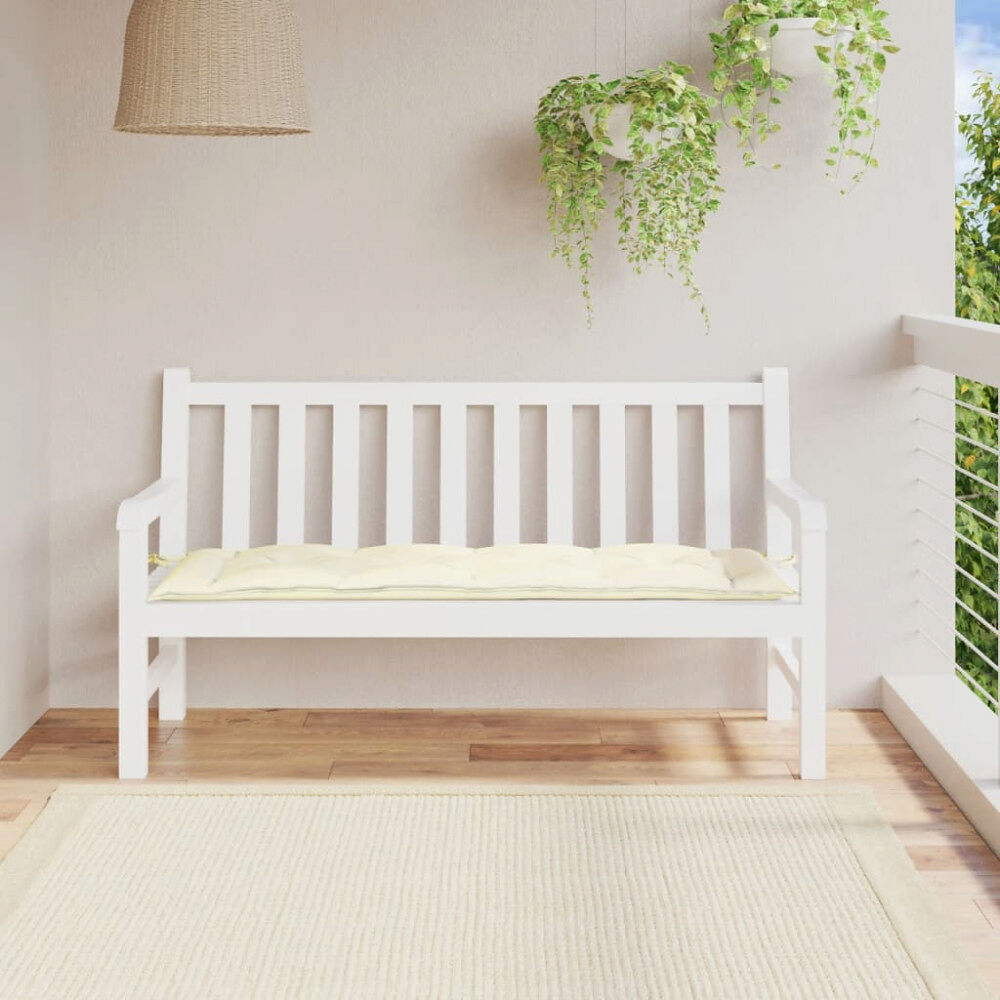 vidaXL Bänkdyna för trädgården gräddvit 150x50x7 cm oxfordtyg