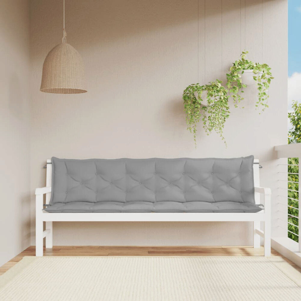vidaXL Bänkdyna för trädgården grå 200x(50+50)x7 cm oxfordtyg