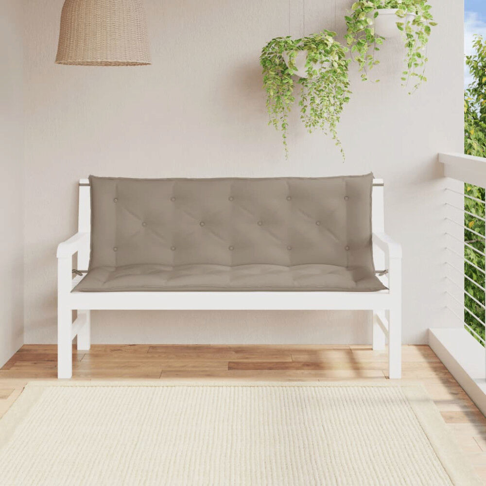 vidaXL Bänkdyna för trädgården taupe 150x(50+50)x7 cm oxfordtyg