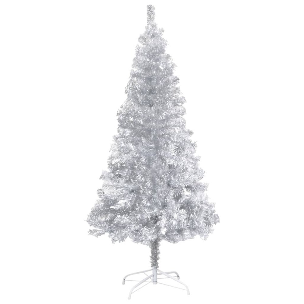 vidaXL Plastgran med fot silver 120 cm PET