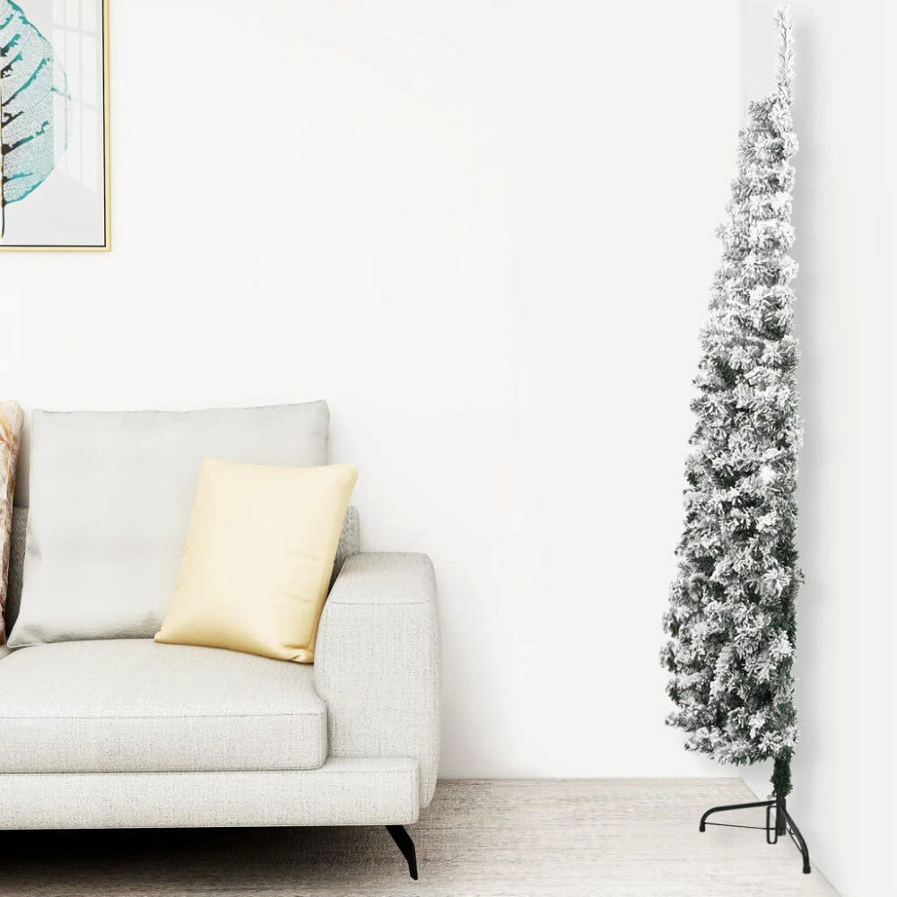 vidaXL Smal halv plastgran med snö 180 cm