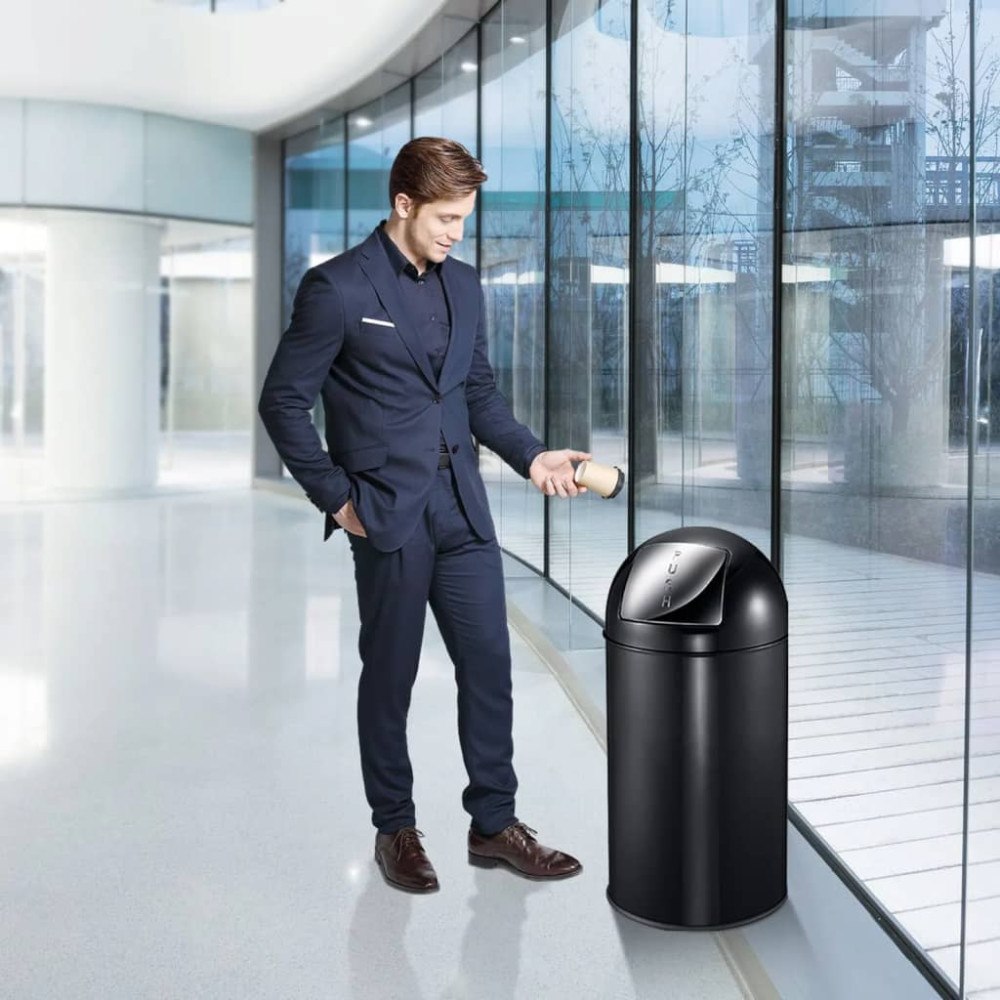 Eko EKO Soptunna med trycklock 40 L matt svart