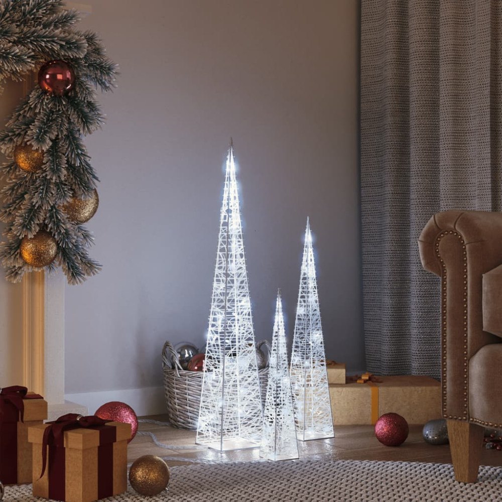 vidaXL Ljuskoner set akryl kall vit 30/45/60 cm