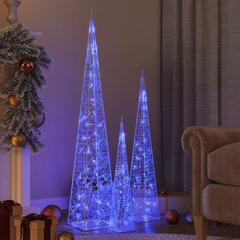 vidaXL Ljuskoner LED set akryl blå 60/90/120 cm