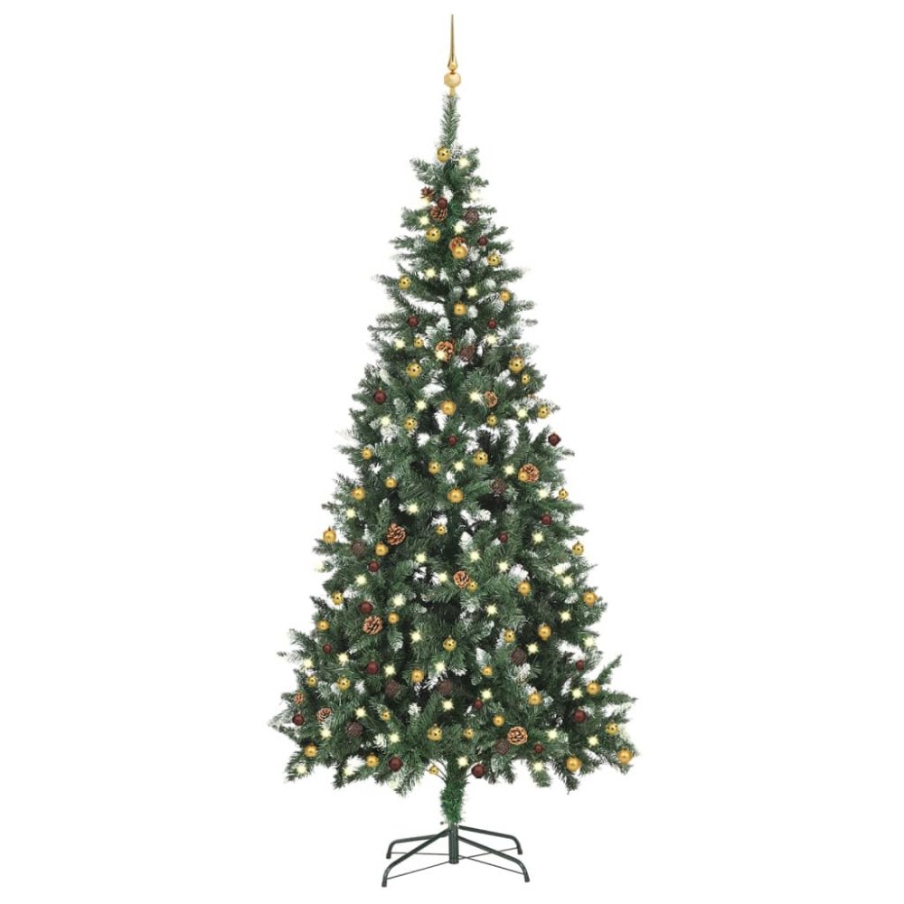 vidaXL Belyst plastgran med kulor 210 cm