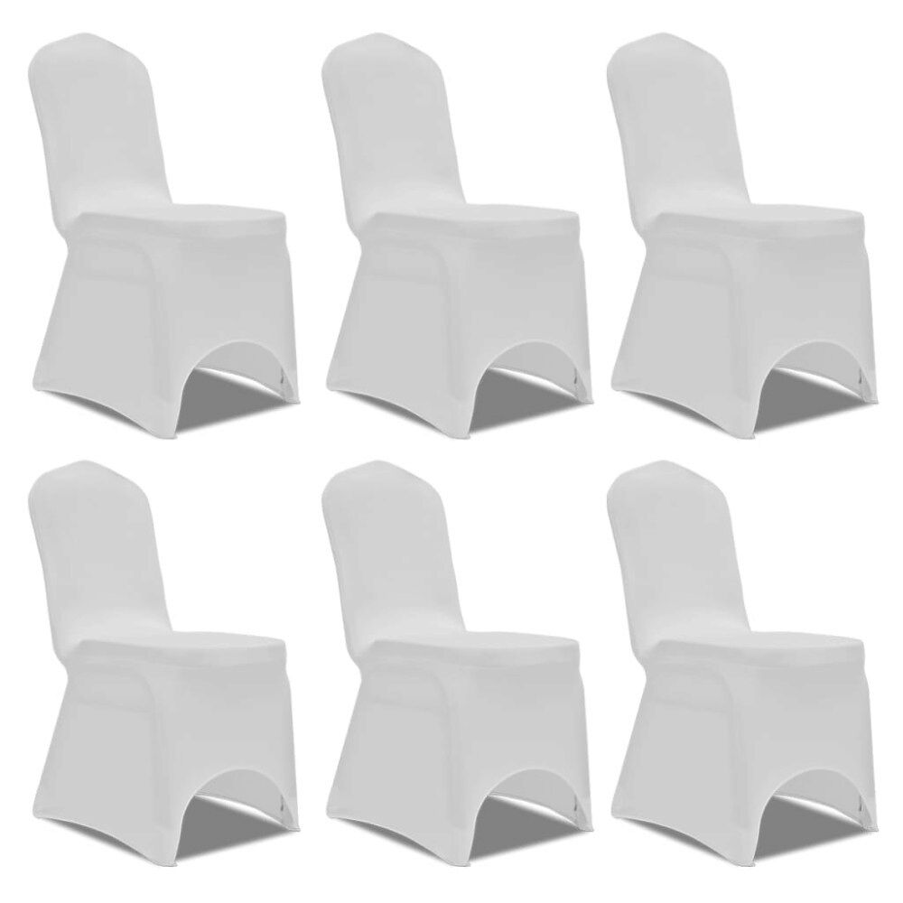 vidaXL Stolsöverdrag stretch 6 st vit